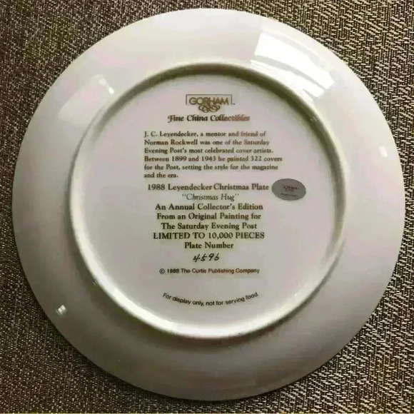 Gorham Christmas Hug J.C. Leyendecker Collector’s Edition Plate 8,5”W - Picture 2 of 4